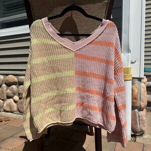 American Eagle Knit Pastel Striped Sweater